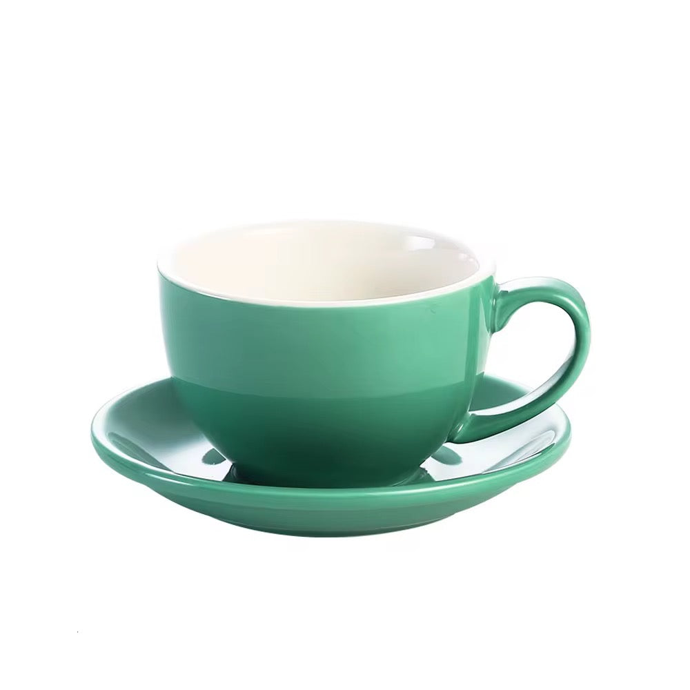 Cup & Saucer 12 Oz- Aqua