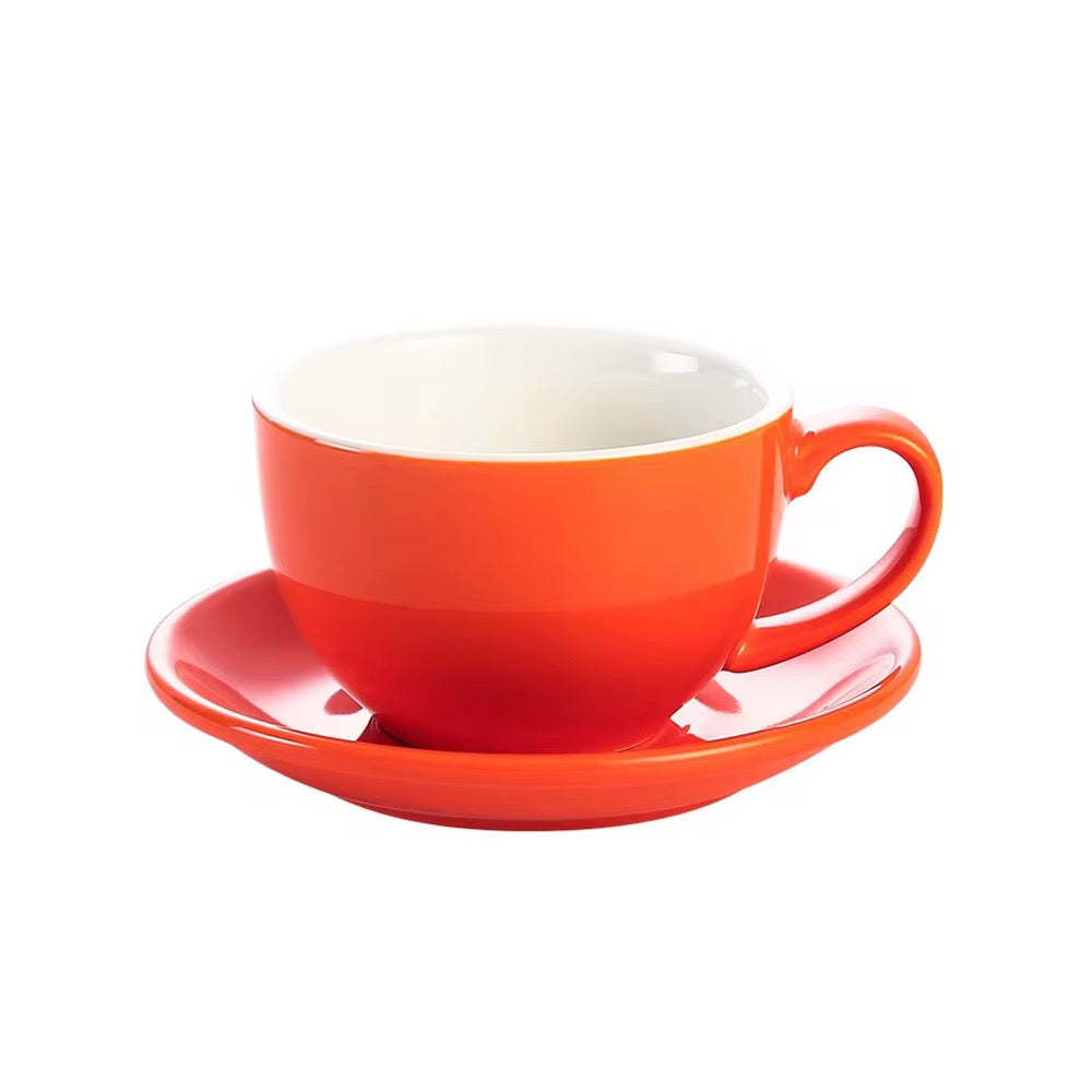 Cup & Saucer 12 Oz- Orange